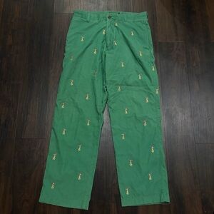 Vintage J.Crew Green Corduroy Pants Hula Embroidery 32x30